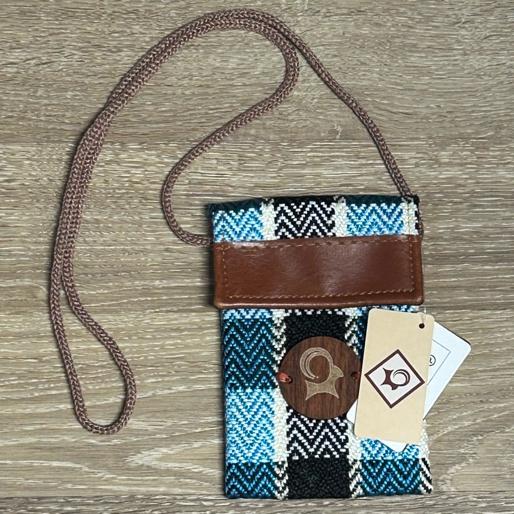 Plaid Crossbody Bag with Brown Leather Accent
